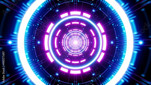 Glowing Neon Light cyberspace tunnel