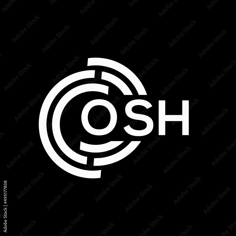 OSH letter logo design on Black background. OSH creative initials letter logo concept. OSH letter design. OSH letter logo design on Black background. OSH creative initials letter logo concept. OSH letter design.