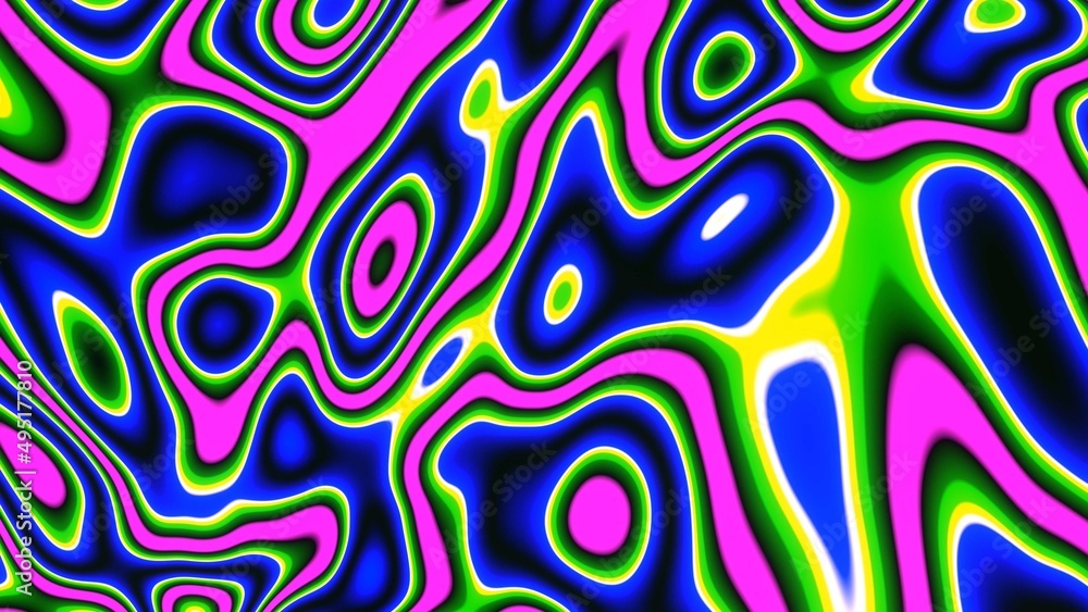Fototapeta premium Surreal Psychedelic Neon Wave Texture Effect Background