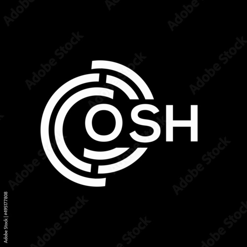 OSH letter logo design on Black background. OSH creative initials letter logo concept. OSH letter design. 