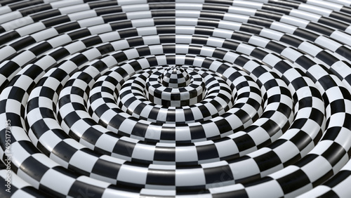 Multiple Concentric Checker Pattern Torus Object Background 3D Rendering
