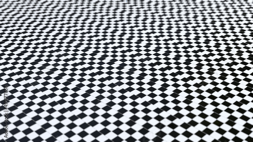 Checker Pattern Long Rectangular Box Line up Background 3d rendering