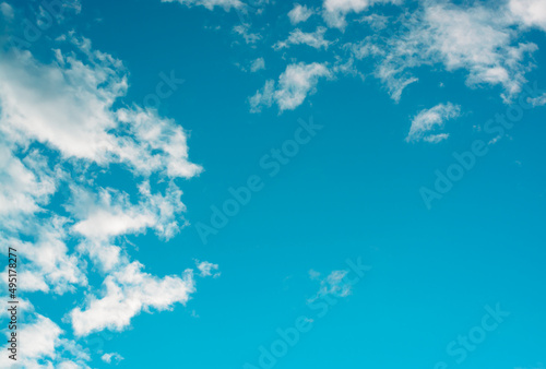 Background with blue sky and cirrus clouds with copy space