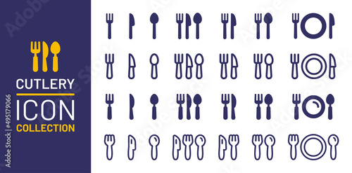 Fork, spoon and knife icon set. Eating symbol vector illustration