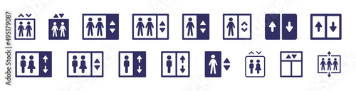 Set of elevator icons. Lift symbol. Vector illustration. photo