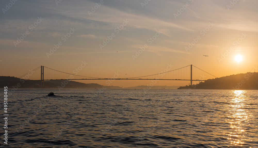 sunset over the sea. Images of the Bosphorus Strait in Istanbul.