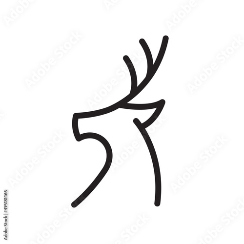 Deer line art minimal Logo Icon buck moose with horn vector illustration 