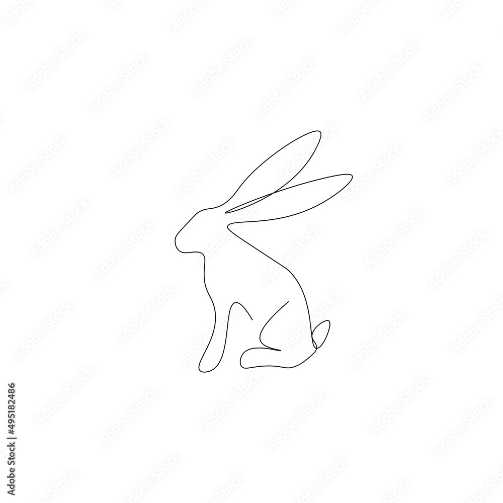 Easter bunny line drawing vector illustration