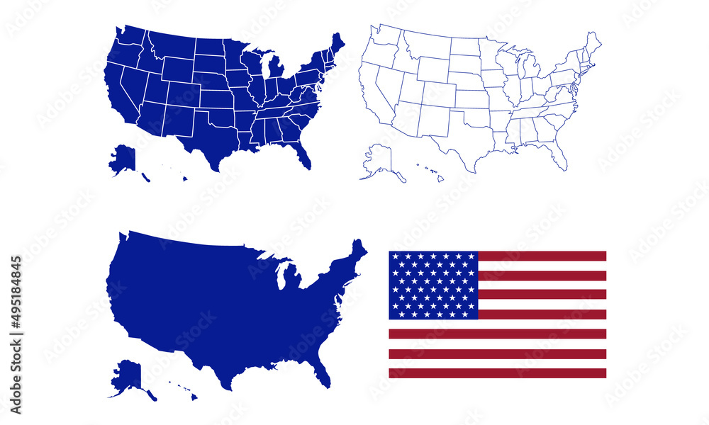 United States of America Map, Flag Vector illustration for your ...