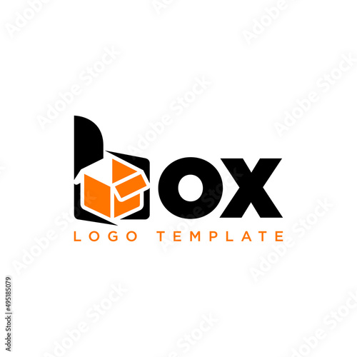 template logo box, logo icon box, initial illustration box B