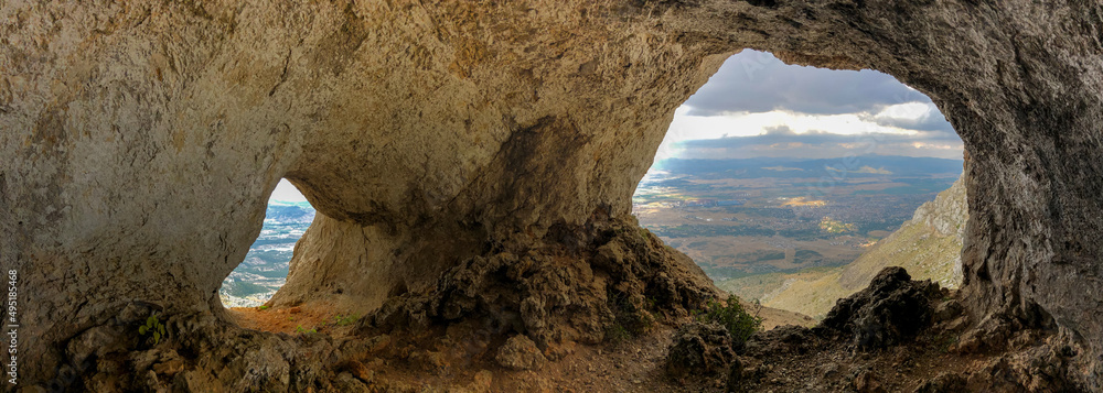 double hole cave and view from mountain peak