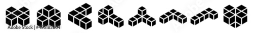 3d Cube icon, symbol illustration. Building, cargo icon. Squares cubic, cubism graphic