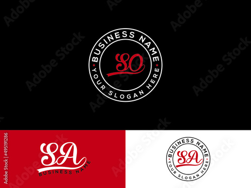 Abstract SO Logo Image, Signature Letter So os logo icon design with red black and white background