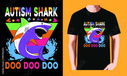 Autism shark doo doo doo l World Autism Awareness DayT-shirt Design