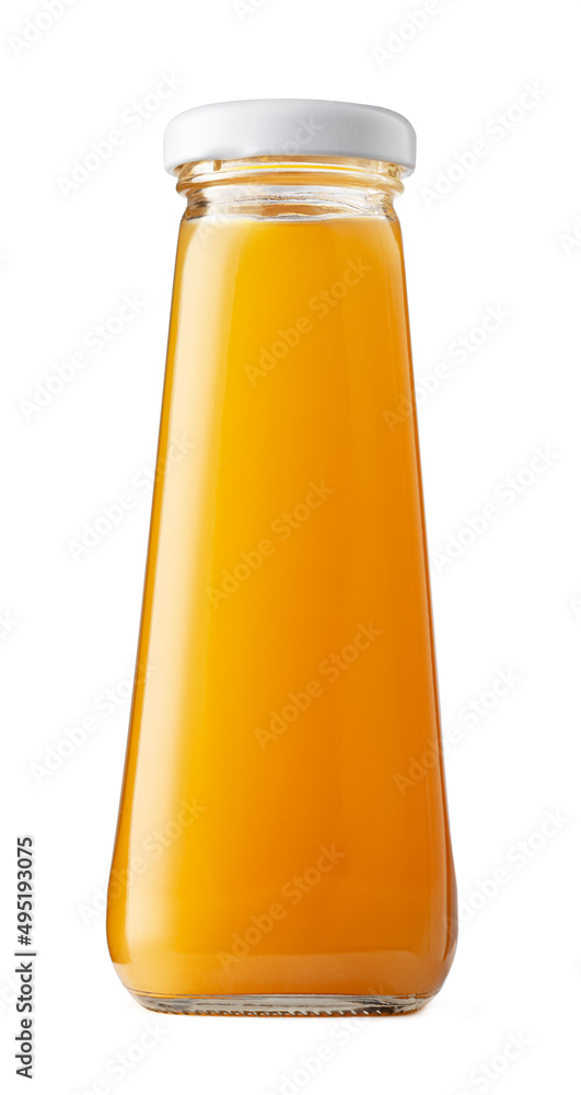Orange juice glass bottle isolated on white background Orange juice glass bottle isolated on white background