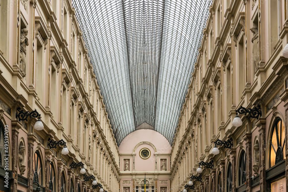 Royal Galleries of Saint-Hubert, a glazed shopping arcade in Brussels, Belgium