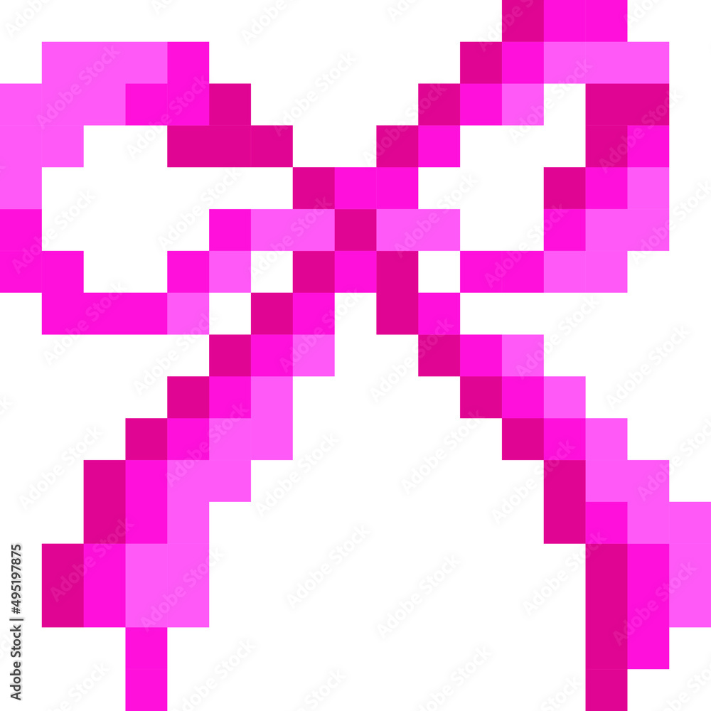 Ribbon pixel art vector illustration. Bow image or clip art. Stock