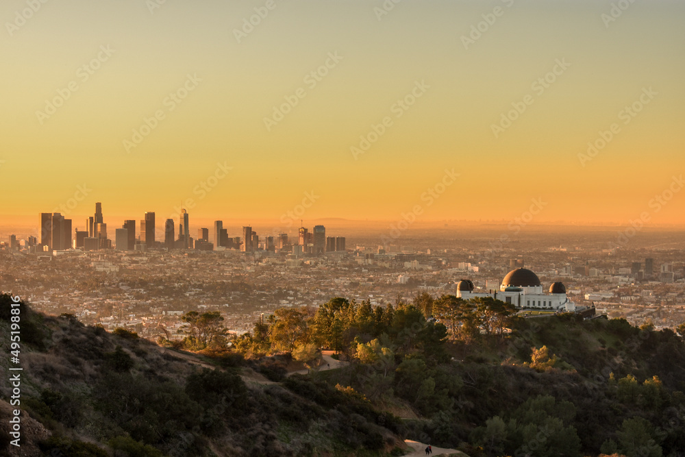 Los Angeles at sunrise with Griffith observatory
