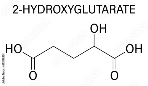 2-hydroxyglutarate molecule. Skeletal chemical formula.	
