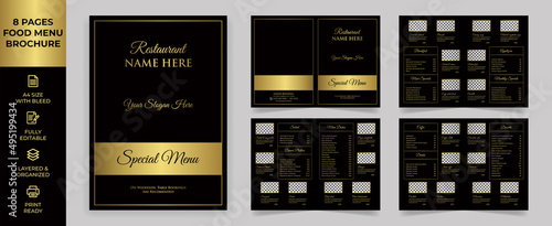 Food Menu Brochure Template, Luxury Menu simple style and modern layout