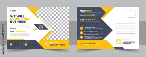 Corporate postcard design template. Creative modern corporate business postcard EDDM design template