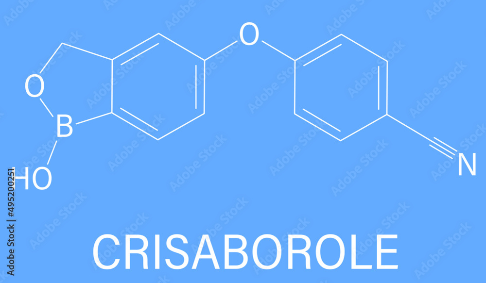 Crisaborole eczema drug molecule (Phosophodiesterase-4 inhibitor). Skeletal formula.	
