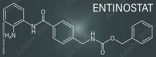 Entinostat cancer drug molecule (HDAC inhibitor). Skeletal formula. 