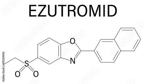 Ezutromid drug molecule. Investigational treatment of Duchenne muscular dystrophy. Activator of utrophin. Skeletal formula. photo