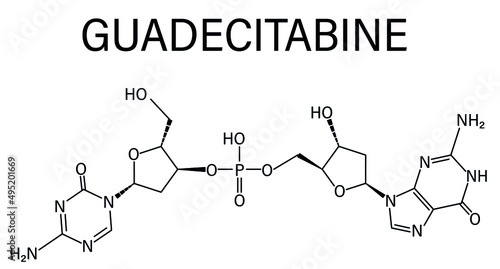 Guadecitabine cancer drug molecule (DNA methyltransferase inhibitor). Skeletal formula.	