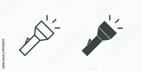 Flashlight vector icon set. power, light, beam, flash,bright, energy, handheld device icon vector symbol
