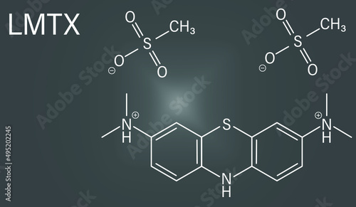 Leuco-methylthioninium (LMTX) Alzheimer's disease molecule (tau aggregation inhibitor). Skeletal formula. photo