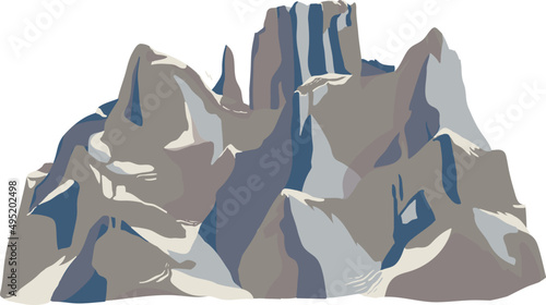 Rock Cliffs Colored Flat Illustration