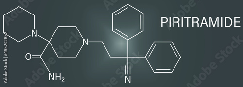 Piritramide opioid analgetic drug molecule. Skeletal formula.	