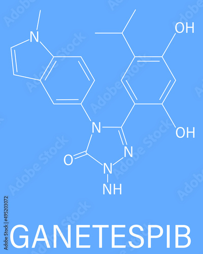 Ganetespib cancer drug molecule (HSP90 inhibitor). Skeletal formula.	