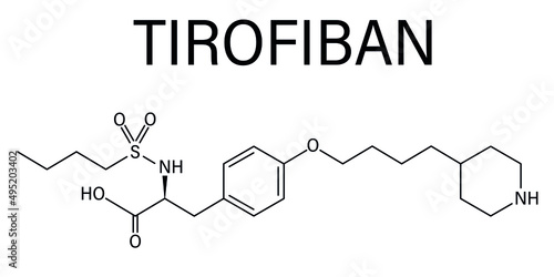 Tirofiban anticoagulant drug molecule. Skeletal formula.	