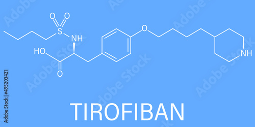 Tirofiban anticoagulant drug molecule. Skeletal formula.	