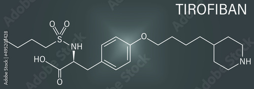 Tirofiban anticoagulant drug molecule. Skeletal formula.	