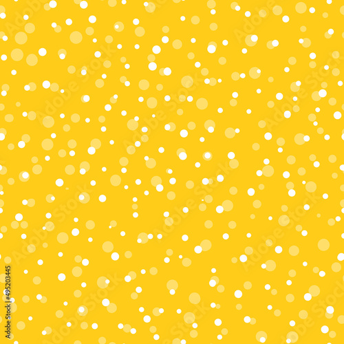 Abstract hand drown polka dots background. Yellow dotted seamless pattern with white circles. Template design for invitation, poster, card, flyer, textile, fabric
