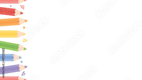 Cute pastel colored pencils side border seamless pattern background. Flat vector illustration. Back to school concept.