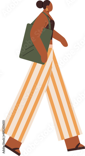 Black Woman Walking Cartoon Illustration