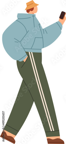 Modern Guy Walking Cartoon Illustration