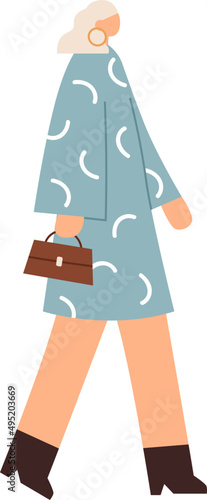 Stylish Woman Walking Cartoon Illustration