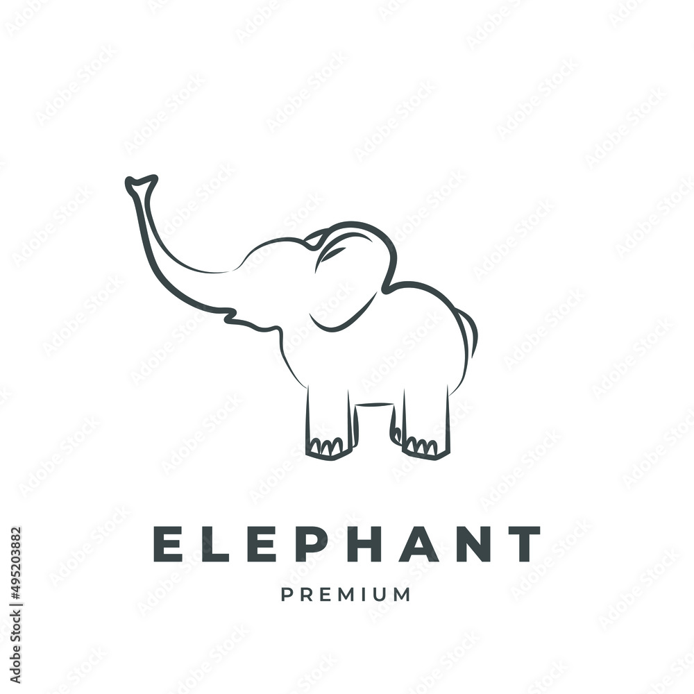 Obraz premium Little elephant simple line logo