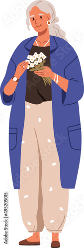 Stylish Senior Woman Cartoon Illustration