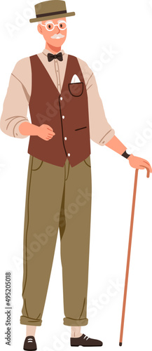 Stylish Senior Man Cartoon Illustration