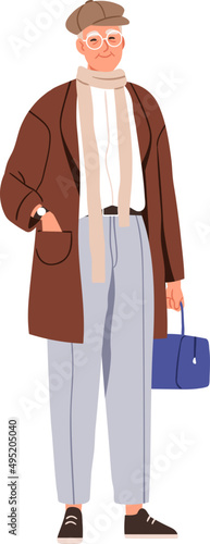 Stylish Aged Person Cartoon Illustration