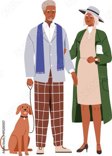 Stylish Senior Black Couple Cartoon Illustration