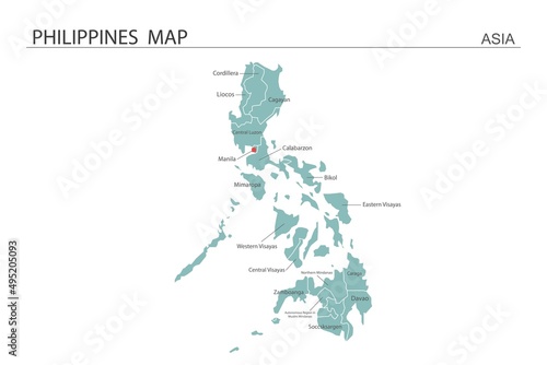 Philippines map vector illustration on white background. Map have all province and mark the capital city of Philippines. 