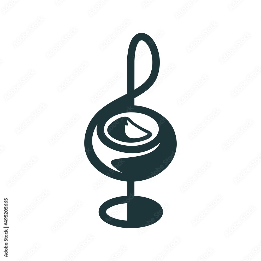 Music note and wine glass symbol vector icon in simple and elegant style Music note and wine glass symbol vector icon in simple and elegant style