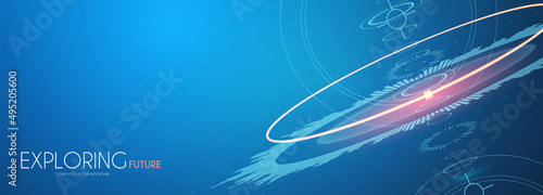 Sci fi futuristic abstract background with system techno screen elements and light effects. Exploring space.